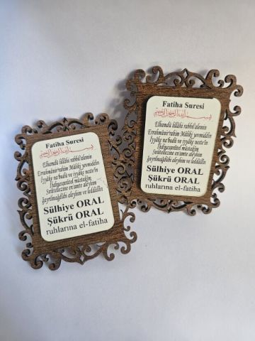 İsme Özel Çift Kat Ahşap Fatiha Baskılı Magnet