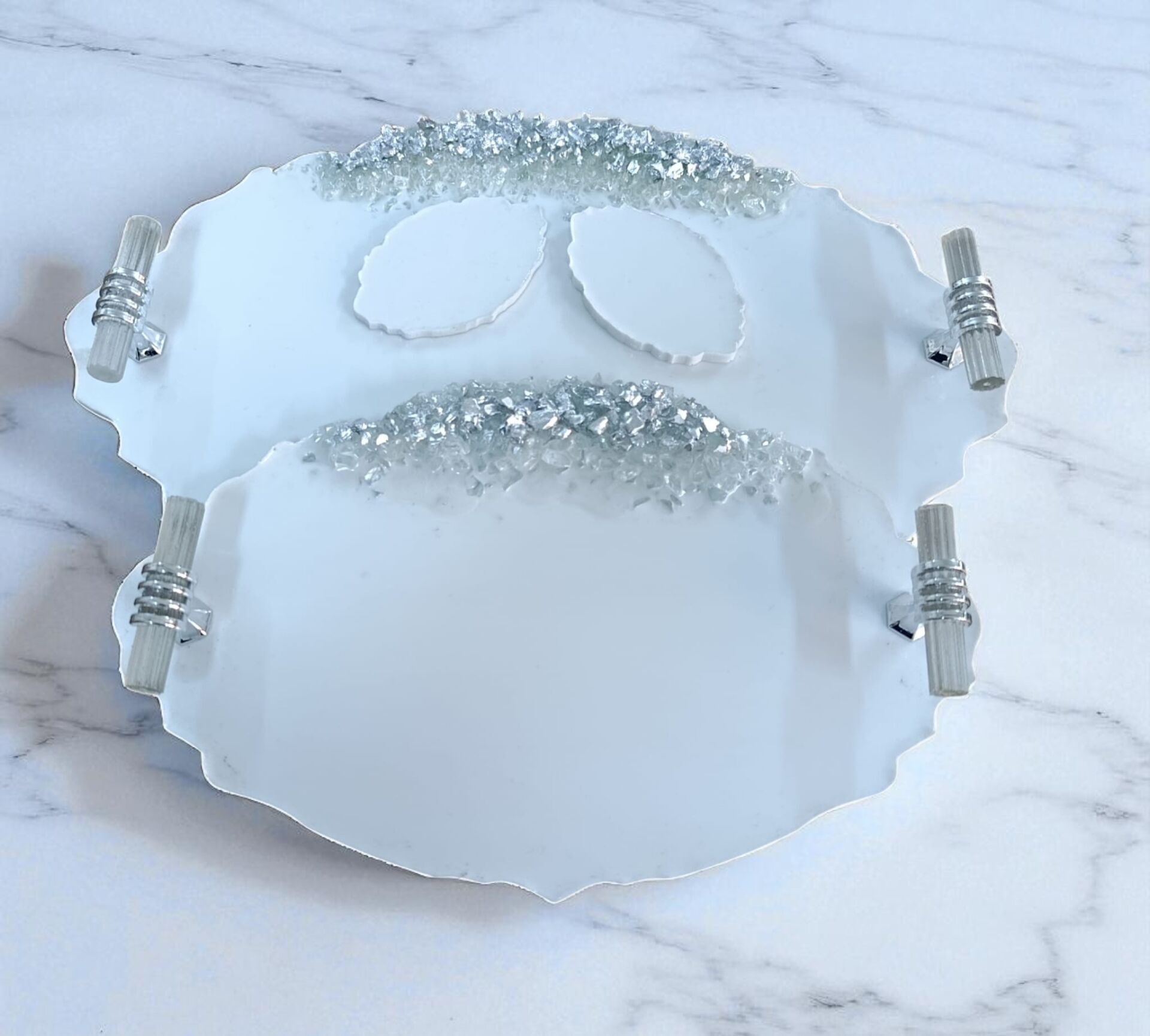 Kumlu dalgalı polyester  tepsi seti