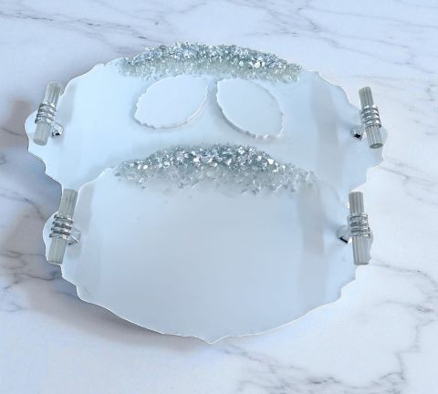 Kumlu dalgalı polyester  tepsi seti