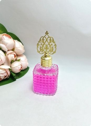 12 li Kare Kristalize Cam Kolonya Şişesi (Metal Güneş Tepelikli)