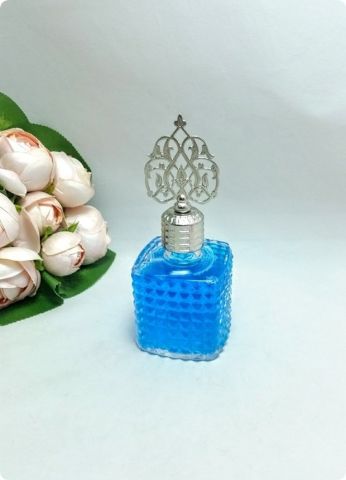 12 li Kare Kristalize Cam Kolonya Şişesi (Metal Güneş Tepelikli)
