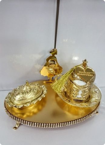 Oval Tepsili Damat Kahve Fincanı / Lokumluk Seti