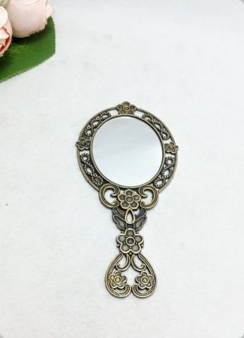 20 li Kalp işlemeli Metal Oval El Kına Aynası