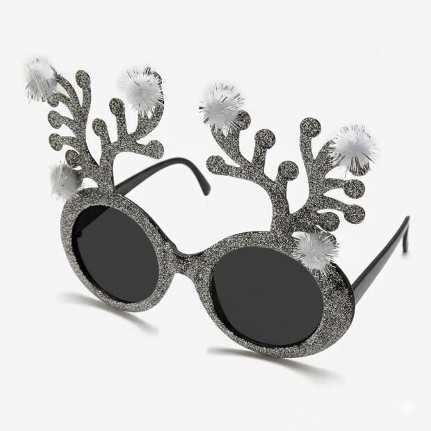 Yılbaşı gözlük Gümüş Dal desenli