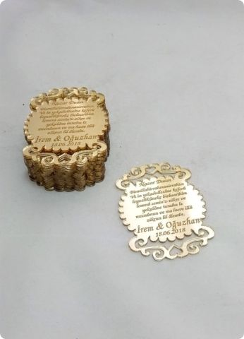 Oval Tırtıklı Pleksi Ayna Nikah / Bebek Şekeri