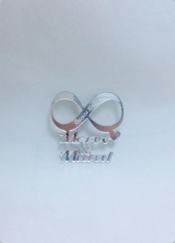 İsim yazılı Sonsuzluk İşareti Pleksi Ayna Nişan, Nikah Şekeri
