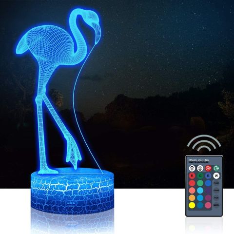 3D Işıklı Flamingo Gece Lambası Kumandalı