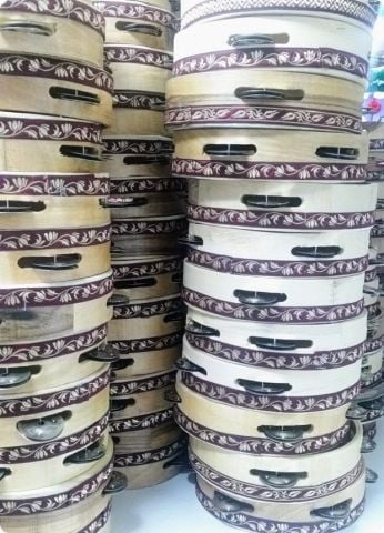 Ahşap Kenarları Desenli Tef / Def