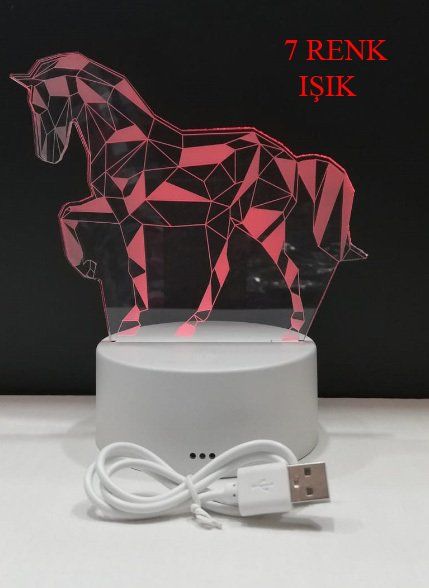 3D Işıklı Unicorn At Gece Lambası 2