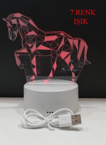 3D Işıklı Unicorn At Gece Lambası 2