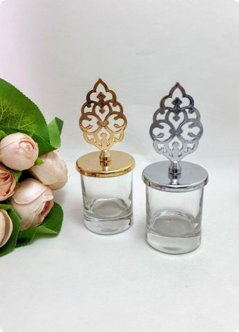24 lü Metalize Pvc Tuğra Tepelikli İçi Boş Şekerlik / Bardak Mumluk
