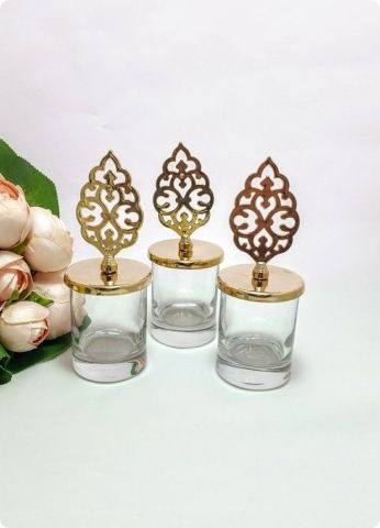 24 lü Metalize Pvc Tuğra Tepelikli İçi Boş Şekerlik / Bardak Mumluk