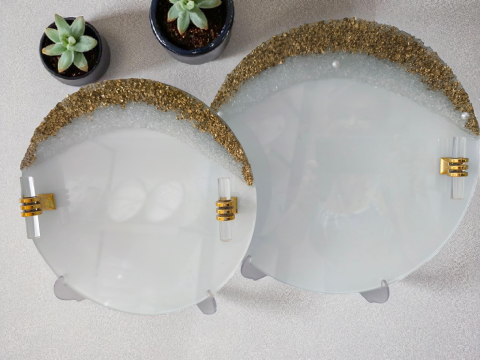 Kumlu yuvarlak CAMİ tepsi seti