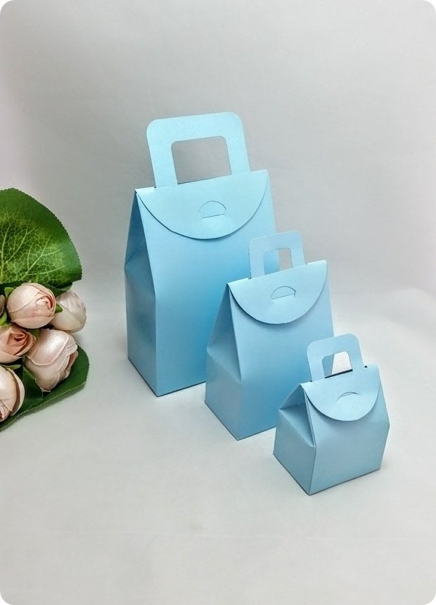 50 Li Selefonlu Karton Mini Bebek Şekeri Çanta (Mavi)