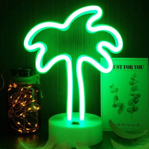 Neon Palmiye Unicorn Masa Gece Lambası