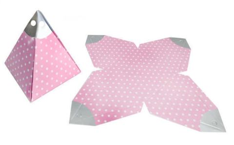 50 Lİ LOKUMLUK KARTON PİRAMİT PUANTİYELİ PEMBE