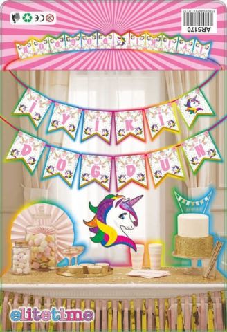 FLAMA UNICORN İYİKİ DOĞDUN SİMLİ BAYRAK