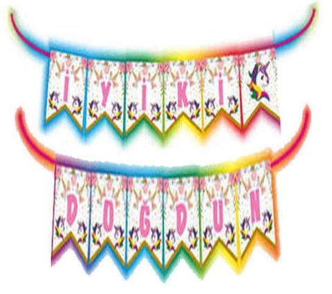 FLAMA UNICORN İYİKİ DOĞDUN SİMLİ BAYRAK