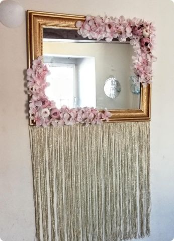 Süslü Düz Gümüş Aynalı Ahşap Çerçeve Kapı Süsü
