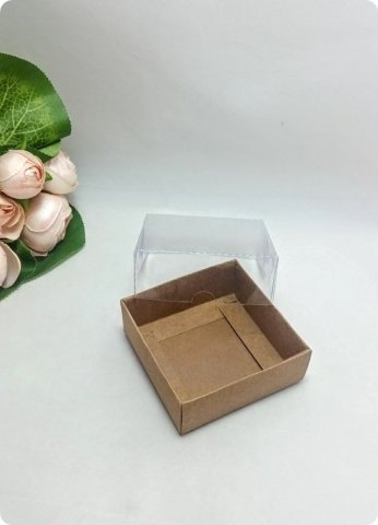 50 li 10x10x3 cm Kraft Altı Karton Asetat Kapaklı Kutu