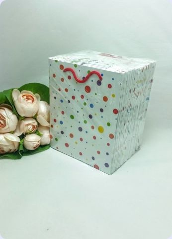 50 Li Karışık Puantiyeli Toptan Hediyelik Karton Çanta / Poşet 11x11 Cm