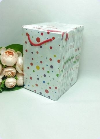 25 Li Karışık Puantiyeli Hediyelik Karton Poşet 11x17 Cm