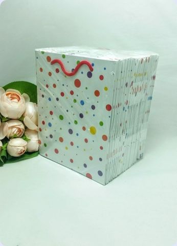 25 Li Karışık Puantiyeli Karton Çanta, Poşet 14x17 cm