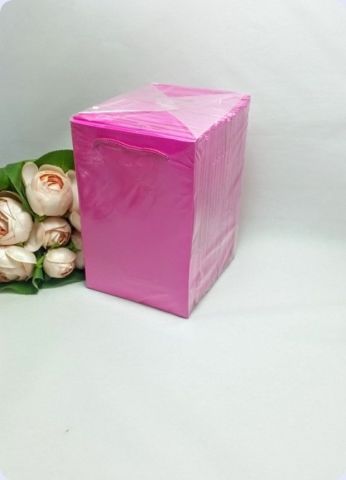 50 Li Fuşya Toptan Hediyelik Karton Çanta / Poşet 11x11 Cm