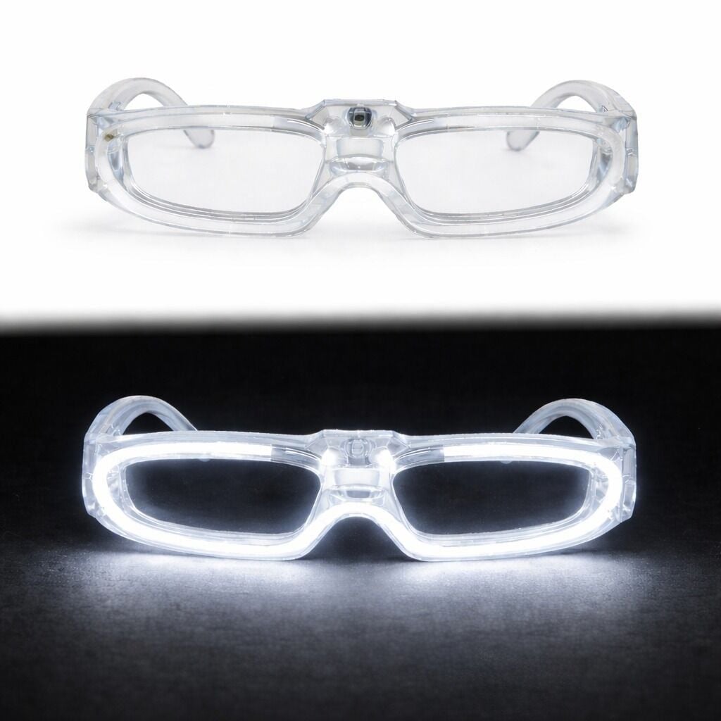 Beyaz LED Işıklı Parti Gözlüğü 3 Modlu – Glow & Gece Eğlence Gözlüğü