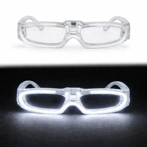 Beyaz LED Işıklı Parti Gözlüğü 3 Modlu – Glow & Gece Eğlence Gözlüğü
