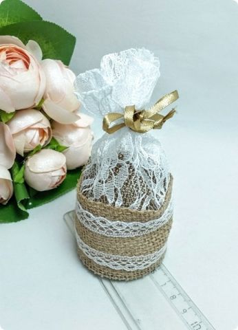 12 li Dantelli Çuval Yuvarlak Büzgülü Kese(Tesbihlik,Kuruyemişlik,Şeker Büzgülü Yuvarlak Kese)