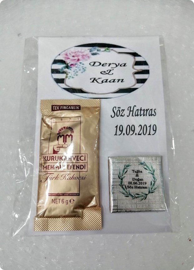 50 li Süslü Türk Kahvesi,Çikolata Söz,nişan hediyeliği