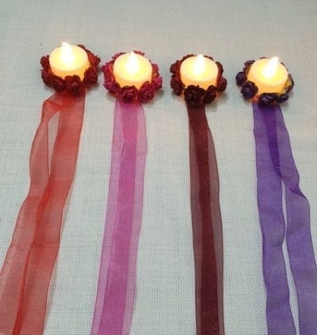 10 adet Işıklı çiçekli el mumu
