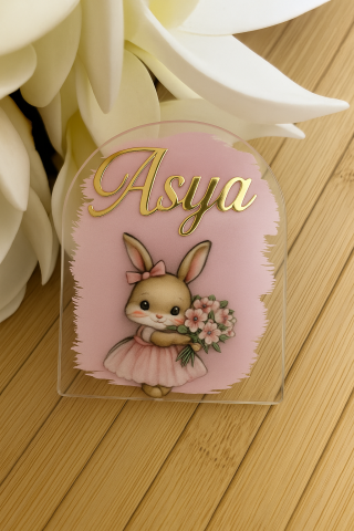 Pleksi Üzeri Kabartma Tavşan Figürlü Magnet Hediyelik