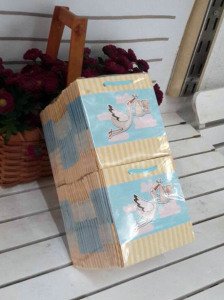 50 Li 11x11 Cm (Pembe,Mavi,Kraft) Körüklü Karton Çanta