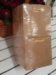 50 Li 11x11 Cm (Pembe,Mavi,Kraft) Körüklü Karton Çanta