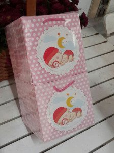 50 Li 11x11 Cm (Pembe,Mavi,Kraft) Körüklü Karton Çanta