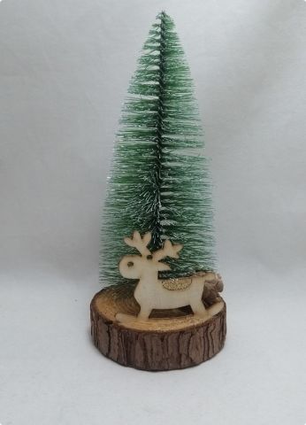25 cm Mini Masaüstü Geyikli Yılbaşı Çam Ağacı