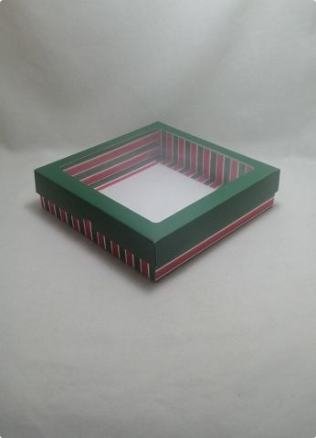 20x20x5 cm Çizgili Asetat Pencereli Hediyelik Karton Kutu