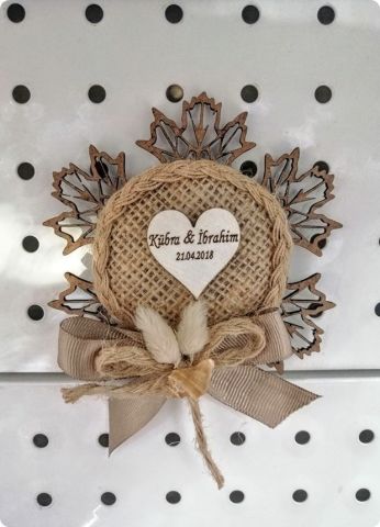 20 li Süslü yaprak desenli kraft nikah magnet