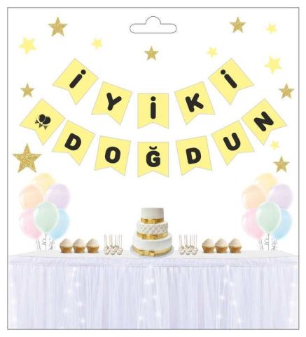FLAMA İYİKİ DOĞDUN MAKARON VANİLYA SARI