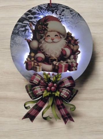Led ışıklı Noel babalı Yılbaşı Kapı süsü