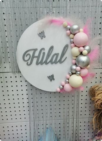 İsme Özel Renkli Balonlu Püsküllü Kapı Süsü