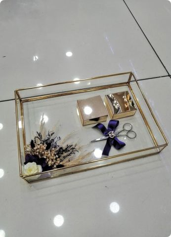 Süslü Metal Kenarlı Yükselticili söz,yüzük tepsisi