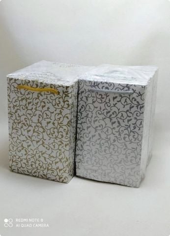 25 Li 11x17 Cm Sarmaşık Karton Çanta Poşet Beyaz Zeminli