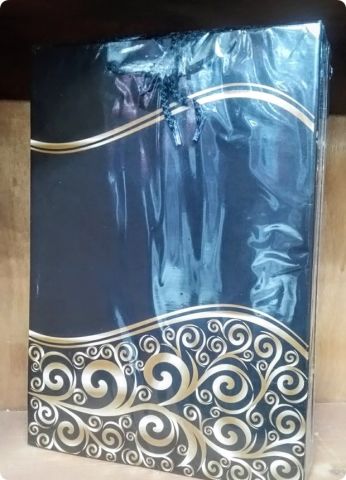 25 Li 17x26 cm Selefonlu Karton Çanta / Poşet Siyah Zemin Osmanlı Desen