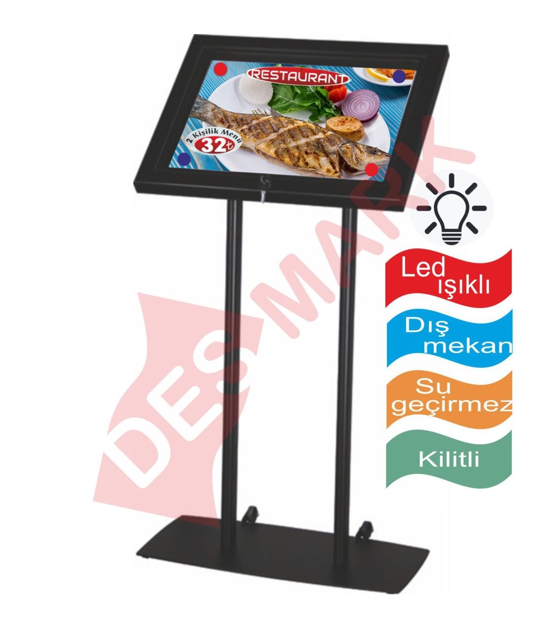 Led Işıklı Menü Panosu Çift Ayaklı