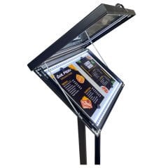 2xA4 Led Işıklı Restoran Menü ve Bilgi Panosu Kilitli Su Geçirmez İç ve Dış Mekan Tekerlekli