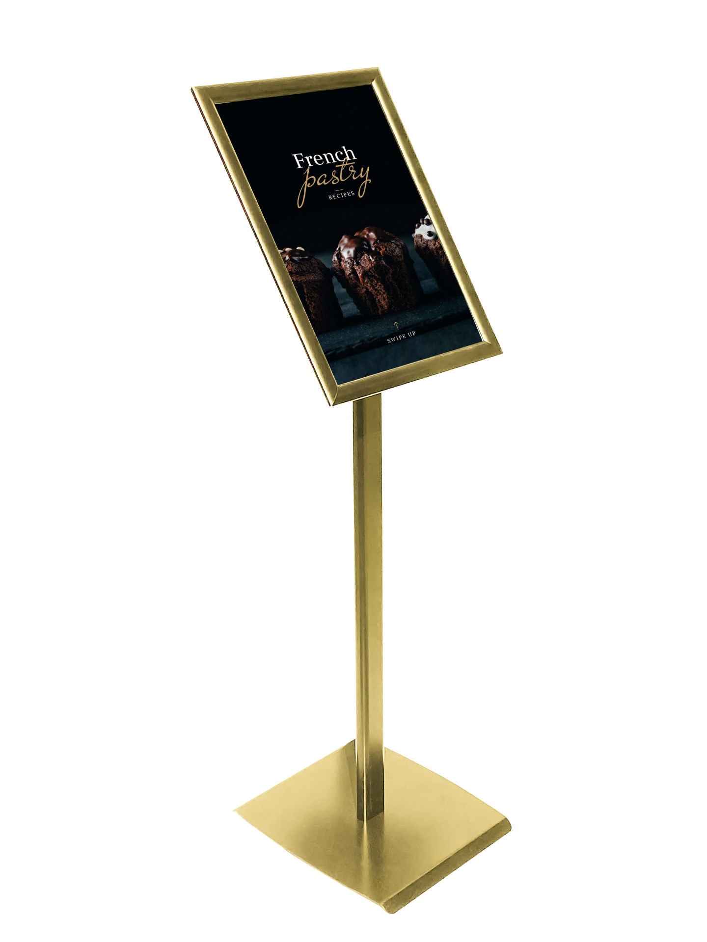 Gold Renk Menü Panosu Tek Ayaklı Yönlendirme ve Reklam Panosu
