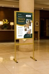 Gold Alüminyum Ayaklı Poster ve Reklam Panosu – A1/B1/B2, Açılır Kapak (İnfo Pano)